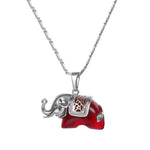 Red elephant pendant Silver nz