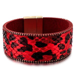 Red leopard leather bracelet One size fits all nz