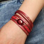 Red pearl leather bracelet One size fits all nz