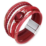 Red pearl leather bracelet One size fits all nz