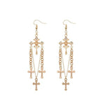 Retro cross drop earrings Gold nz