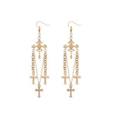 Retro cross drop earrings Gold nz