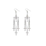 Retro cross drop earrings Silver nz