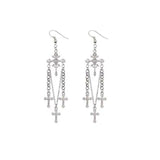 Retro cross drop earrings Silver nz