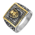 Retro lion ring 57 mm / Gold nz