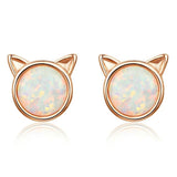 Rose gold cat earrings nz