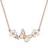 Rose gold flower necklace nz
