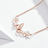 Rose gold flower necklace nz