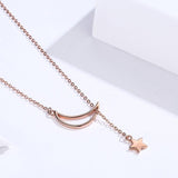 Rose gold moon and star necklace nz