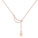 Rose gold moon and star necklace nz