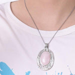 Rose quartz oval necklace nz
