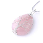 Rose quartz tree of life necklace nz