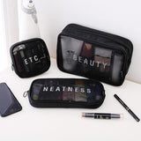 Set of 3 clear makeup bags black colours nz