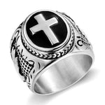 Signet cross ring stainless steel 7 (54.4 mm) / Silver nz
