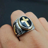 Signet cross ring stainless steel nz