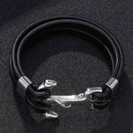 Silver anchor bracelet Black nz