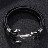 Silver anchor bracelet Black nz