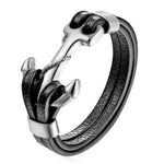 Silver anchor bracelet Black nz