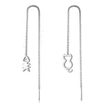 Silver cat drop earrings nz