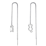 Silver cat drop earrings nz