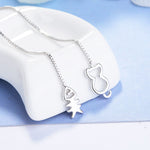 Silver cat drop earrings nz