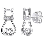 Silver cat earrings nz
