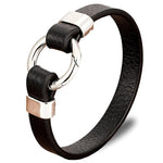 Silver circle leather bracelet nz