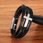 Silver cross leather bracelet nz