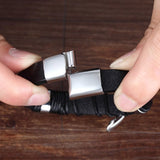 Silver cross leather bracelet nz