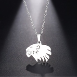 Silver lion head necklace nz