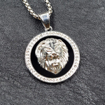 Silver lion pendant with diamonds 50cm nz