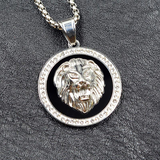 Silver lion pendant with diamonds 50cm nz
