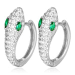 Silver snake earrings green eyes nz
