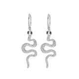 Silver snake earrings with black eyes nz