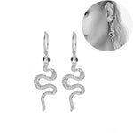 Silver snake earrings with black eyes nz