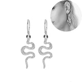 Silver snake earrings with black eyes nz