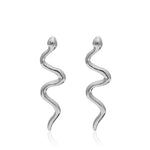Silver snake shaped drop earrings nz