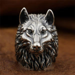 Silver Wolf head ring nz
