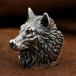 Silver Wolf head ring nz