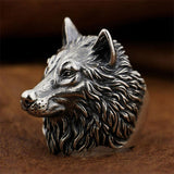 Silver Wolf head ring nz