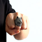 Silver Wolf head ring nz