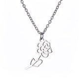 Simple flower necklace Silver nz