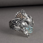 Skoll and Hati Silver Ring 5 (49.32 mm) nz