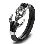 Skull anchor leather bracelet Silver nz