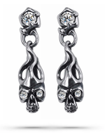 Skull flame earrings Silver nz