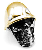 Skull helmet ring 54 mm / Gold and silver nz