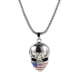 Skull necklace USA flag nz
