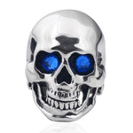 Skull ring with coloured eyes 54 mm / Blue nz