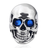 Skull ring with coloured eyes 54 mm / Blue nz