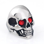 Skull ring with coloured eyes 54 mm / Red nz